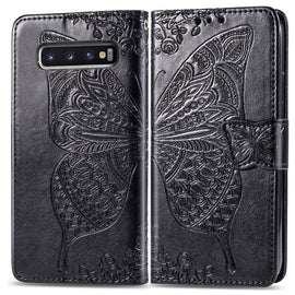 Butterfly Love Flowers Embossing Horizontal Flip Leather Case for Galaxy S10+, with Holder & Card Slots & Wallet & Lanyard, For Galaxy S10+
