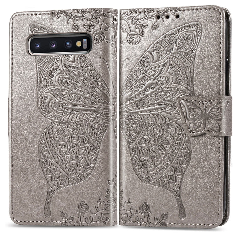 Butterfly Love Flowers Embossing Horizontal Flip Leather Case for Galaxy S10+, with Holder & Card Slots & Wallet & Lanyard