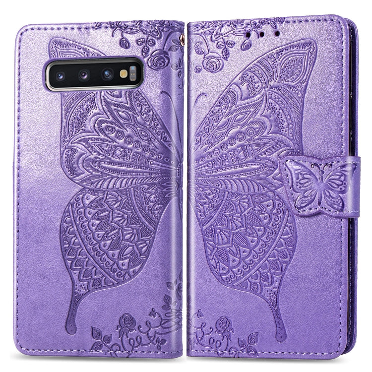 Butterfly Love Flowers Embossing Horizontal Flip Leather Case for Galaxy S10+, with Holder & Card Slots & Wallet & Lanyard