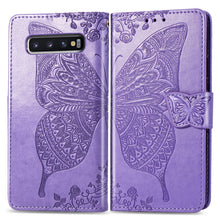 Load image into Gallery viewer, Butterfly Love Flowers Embossing Horizontal Flip Leather Case for Galaxy S10+, with Holder &amp; Card Slots &amp; Wallet &amp; Lanyard