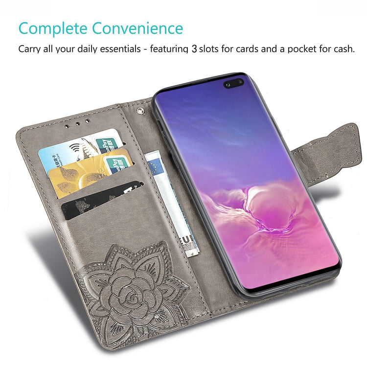 Butterfly Love Flowers Embossing Horizontal Flip Leather Case for Galaxy S10+, with Holder & Card Slots & Wallet & Lanyard