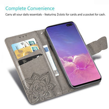 Load image into Gallery viewer, Butterfly Love Flowers Embossing Horizontal Flip Leather Case for Galaxy S10+, with Holder &amp; Card Slots &amp; Wallet &amp; Lanyard
