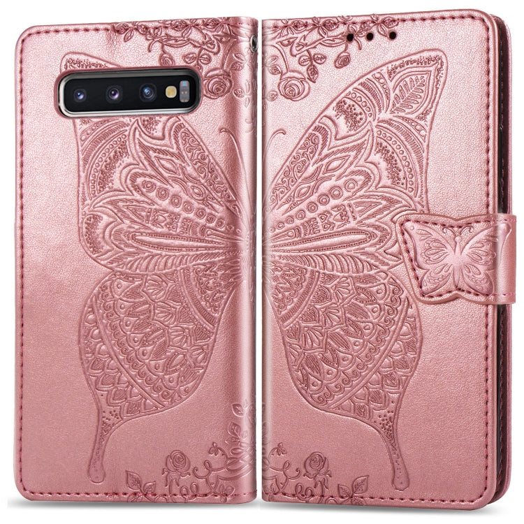 Butterfly Love Flowers Embossing Horizontal Flip Leather Case for Galaxy S10+, with Holder & Card Slots & Wallet & Lanyard