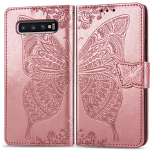 Load image into Gallery viewer, Butterfly Love Flowers Embossing Horizontal Flip Leather Case for Galaxy S10+, with Holder &amp; Card Slots &amp; Wallet &amp; Lanyard