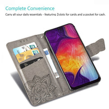 Load image into Gallery viewer, Butterfly Love Flowers Embossing Horizontal Flip Leather Case for Galaxy A50, with Holder &amp; Card Slots &amp; Wallet &amp; Lanyard