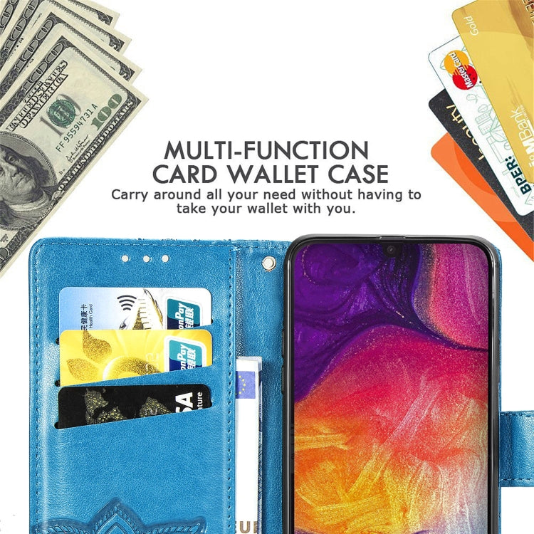 Butterfly Love Flowers Embossing Horizontal Flip Leather Case for Galaxy A50, with Holder & Card Slots & Wallet & Lanyard