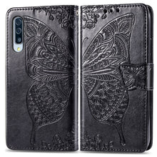 Load image into Gallery viewer, Butterfly Love Flowers Embossing Horizontal Flip Leather Case for Galaxy A70, with Holder &amp; Card Slots &amp; Wallet &amp; Lanyard