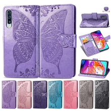 Load image into Gallery viewer, Butterfly Love Flowers Embossing Horizontal Flip Leather Case for Galaxy A70, with Holder &amp; Card Slots &amp; Wallet &amp; Lanyard
