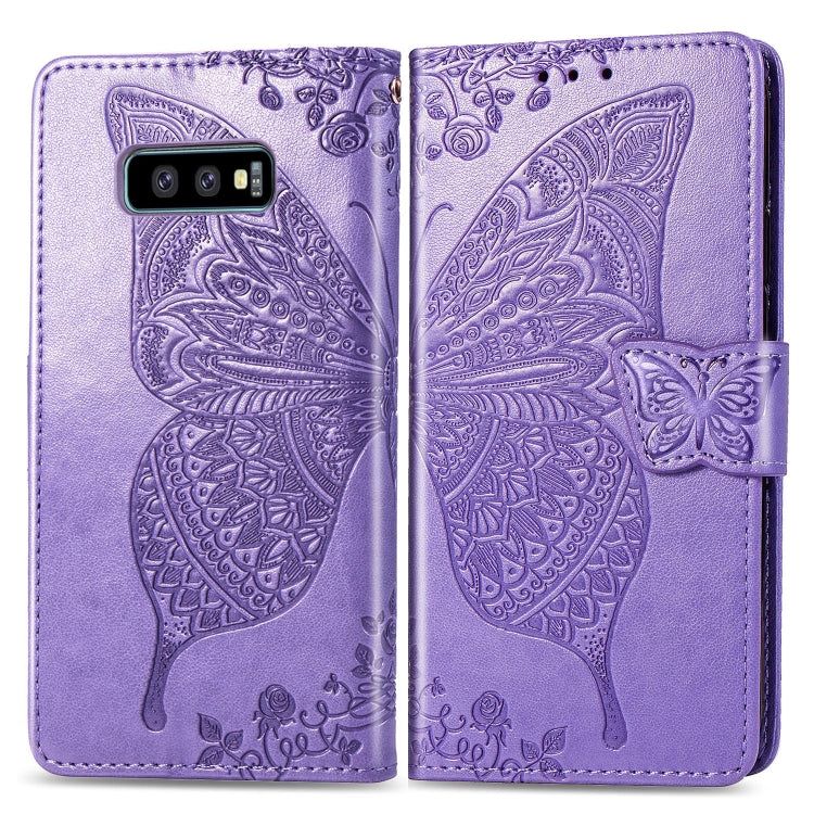 Butterfly Love Flowers Embossing Horizontal Flip Leather Case for Galaxy S10e, with Holder & Card Slots & Wallet & Lanyard