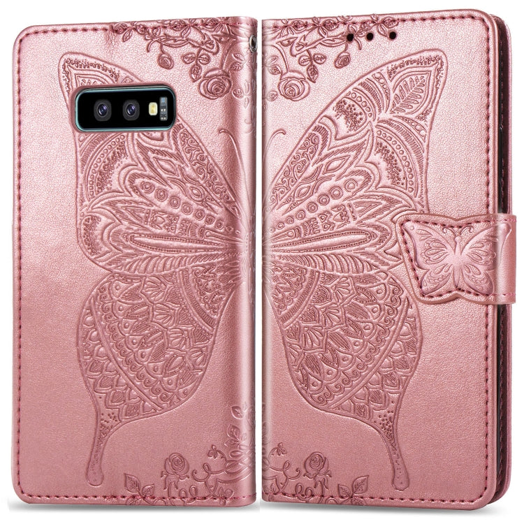 Butterfly Love Flowers Embossing Horizontal Flip Leather Case for Galaxy S10e, with Holder & Card Slots & Wallet & Lanyard