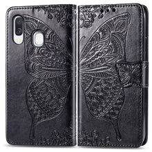 Load image into Gallery viewer, Butterfly Love Flowers Embossing Horizontal Flip Leather Case for Galaxy A40, with Holder &amp; Card Slots &amp; Wallet &amp; Lanyard