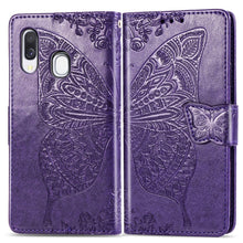 Load image into Gallery viewer, Butterfly Love Flowers Embossing Horizontal Flip Leather Case for Galaxy A40, with Holder &amp; Card Slots &amp; Wallet &amp; Lanyard