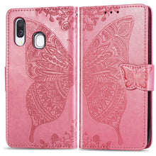 Load image into Gallery viewer, Butterfly Love Flowers Embossing Horizontal Flip Leather Case for Galaxy A40, with Holder &amp; Card Slots &amp; Wallet &amp; Lanyard