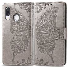 Load image into Gallery viewer, Butterfly Love Flowers Embossing Horizontal Flip Leather Case for Galaxy A40, with Holder &amp; Card Slots &amp; Wallet &amp; Lanyard