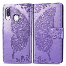 Load image into Gallery viewer, Butterfly Love Flowers Embossing Horizontal Flip Leather Case for Galaxy A40, with Holder &amp; Card Slots &amp; Wallet &amp; Lanyard