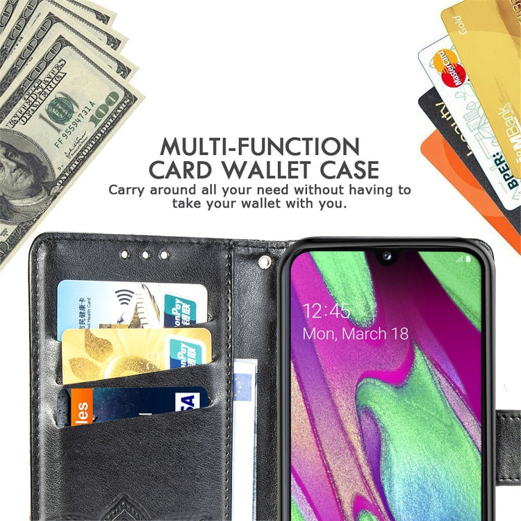 Butterfly Love Flowers Embossing Horizontal Flip Leather Case for Galaxy A40, with Holder & Card Slots & Wallet & Lanyard