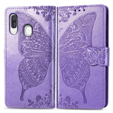 Butterfly Love Flowers Embossing Horizontal Flip Leather Case for Galaxy A40, with Holder & Card Slots & Wallet & Lanyard