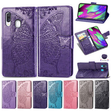 Load image into Gallery viewer, Butterfly Love Flowers Embossing Horizontal Flip Leather Case for Galaxy A40, with Holder &amp; Card Slots &amp; Wallet &amp; Lanyard