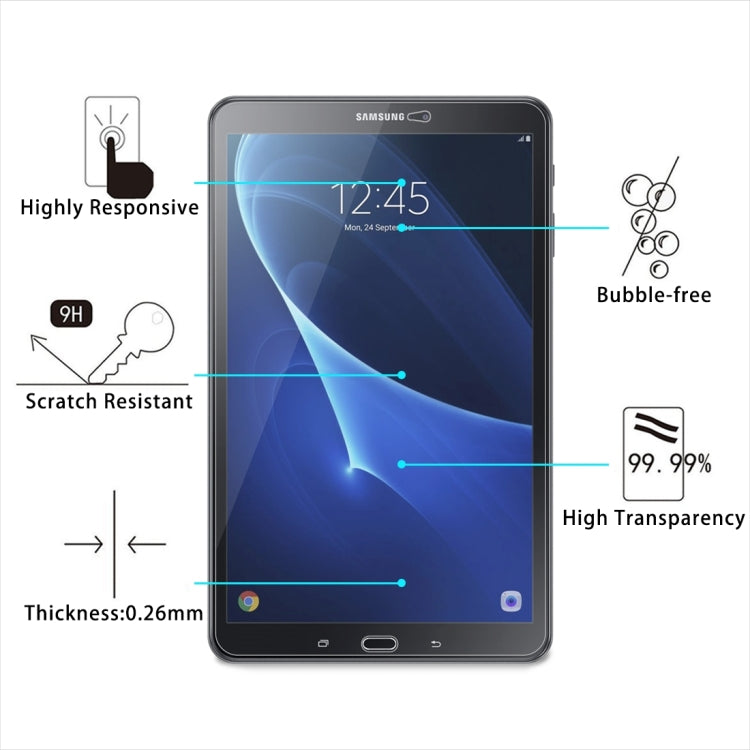 75 PCS for Galaxy Tab A 10.1 (2016) T580 / T585 0.26mm 9H Surface Hardness 2.5D Explosion-proof Tempered Glass Screen Film
