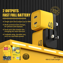 Load image into Gallery viewer, WK WP-U128 40W Dual USB-C/Type-C Interface Gallium Nitride Charger,Specifications: US Plug