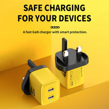 Load image into Gallery viewer, WK WP-U128 40W Dual USB-C/Type-C Interface Gallium Nitride Charger,Specifications: UK Plug