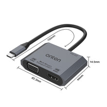 Load image into Gallery viewer, Onten M205 3 in 1 Type-C to HDMI+VGA+PD Fast Charge Video Converter, M205