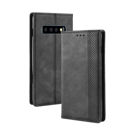 Magnetic Buckle Retro Crazy Horse Texture Horizontal Flip Leather Case for Galaxy S10 (5G), with Holder & Card Slots & Photo Frame