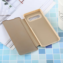 Load image into Gallery viewer, PU Electroplating Mirror Horizontal Flip Leather Case for Galaxy S10, with Holder