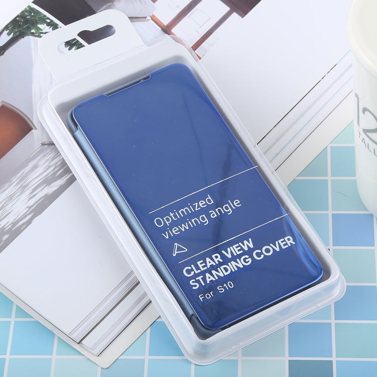 PU Electroplating Mirror Horizontal Flip Leather Case for Galaxy S10, with Holder, For Galaxy S10