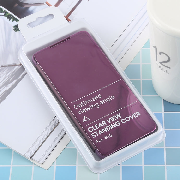 PU Electroplating Mirror Horizontal Flip Leather Case for Galaxy S10 Plus, with Holder, For Galaxy S10 Plus
