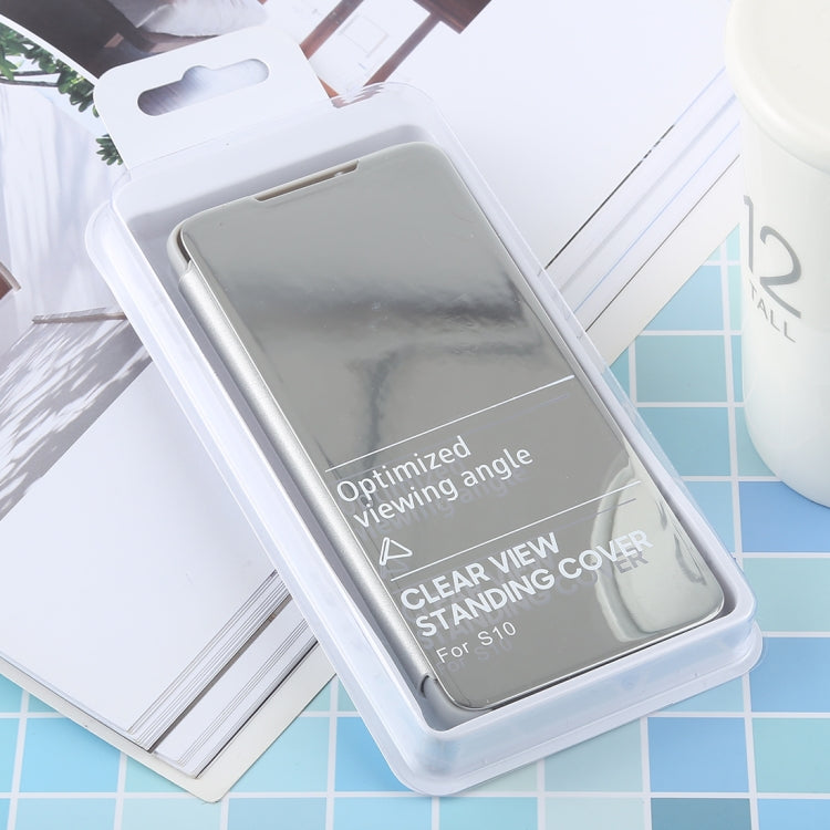 PU Electroplating Mirror Horizontal Flip Leather Case for Galaxy S10 Plus, with Holder