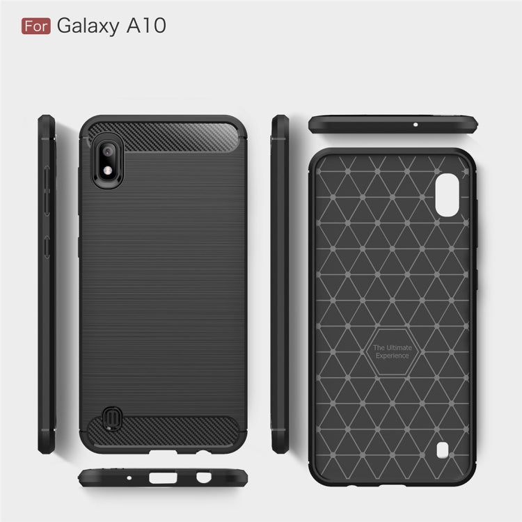 Brushed Texture Carbon Fiber Shockproof TPU Case for Galaxy A10