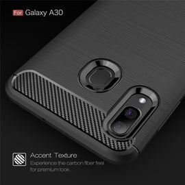 Brushed Texture Carbon Fiber Shockproof TPU Case for Galaxy A30