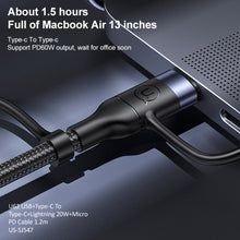Load image into Gallery viewer, USAMS US-SJ547 U62 USB + Type-C / USB-C toType-C / USB-C + 8 Pin + Micro Aluminum Alloy PD Fast Charging Data Cable, Length: 1.2m