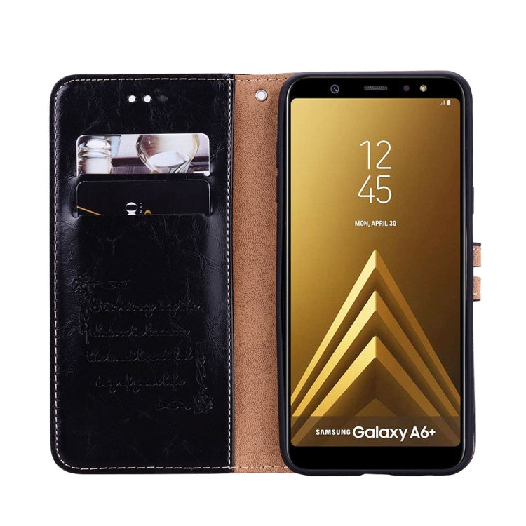 Business Style Oil Wax Texture Horizontal Flip Leather Case for Galaxy A6 Plus (2018), with Holder & Card Slots & Wallet, For Galaxy A6 Plus (2018)