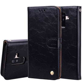 Business Style Oil Wax Texture Horizontal Flip Leather Case for Galaxy A6 Plus (2018), with Holder & Card Slots & Wallet, For Galaxy A6 Plus (2018)