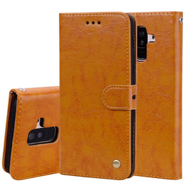 Business Style Oil Wax Texture Horizontal Flip Leather Case for Galaxy A6 Plus (2018), with Holder & Card Slots & Wallet