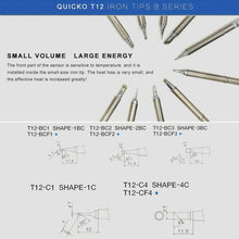 Load image into Gallery viewer, QUICKO T12-BCF3 Lead-free Soldering Iron Tip, T12-BCF3, T12-BC1, T12-BC1.5, T12-BC2, T12-BC3, T12-BCF1, T12-BCF2