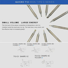 Load image into Gallery viewer, QUICKO T12-C1 Lead-free Soldering Iron Tip, T12-C1, T12-C4, T12-CF4