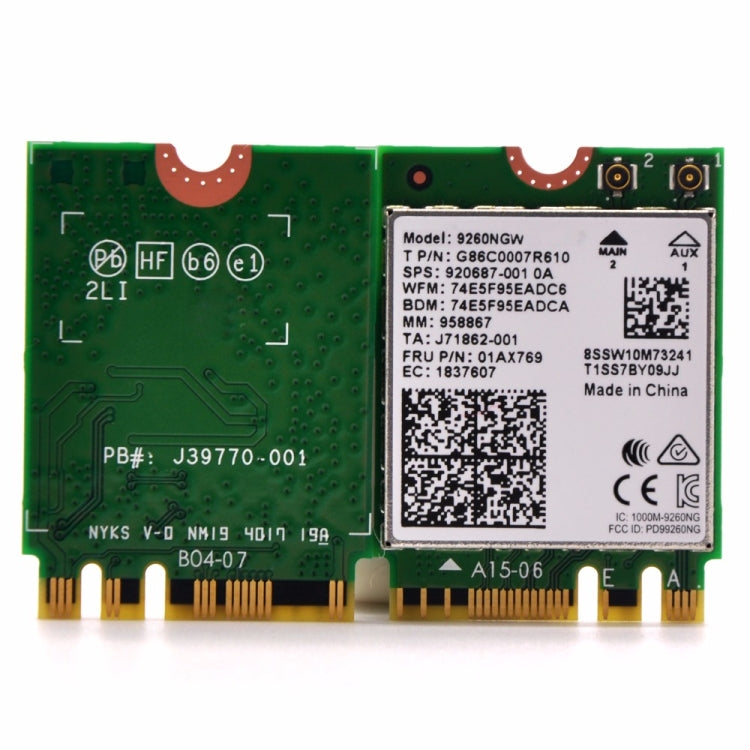 9260NGW Wireless-AC Dual Band 802.11ac 1730Mbps Bluetooth 5.0 WLAN Network Card, 9260NGW Wireless-AC