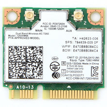 Load image into Gallery viewer, Dual Band Wireless Wifi Card for Intel 7260HMW Mini PCI-E 2.4G / 5Ghz WLAN Bluetooth 4.0 Wifi Card 802.11 ac / a / b / g / n, 7260HMW