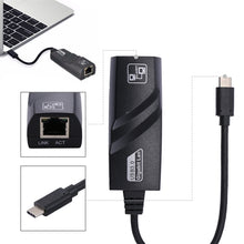 Load image into Gallery viewer, 15cm USB-C / Type-C to RJ45 Gigabit Ethernet Network Adapter, RJ45