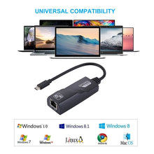 Load image into Gallery viewer, 15cm USB-C / Type-C to RJ45 Gigabit Ethernet Network Adapter, RJ45