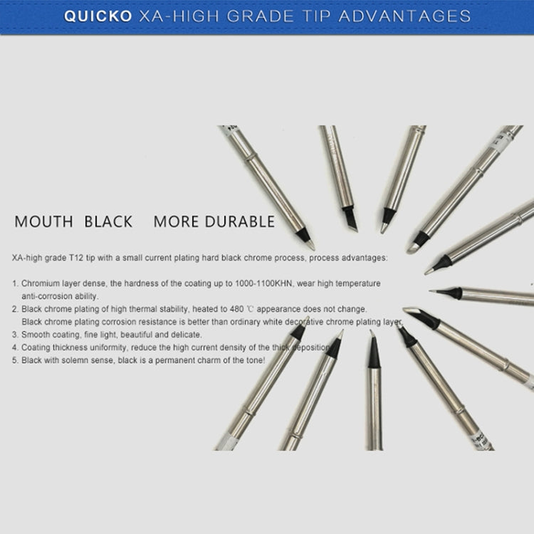QUICKO T12-K Black Welding Lead-free Soldering Iron Tip, T12-K