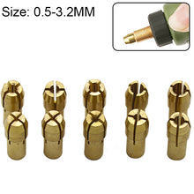 Load image into Gallery viewer, 10 in 1 Three-claw Copper Clamp Nut for Electric Mill Fittings，Bore diameter: 0.5-3.2mm, Bore diameter: 0.5-3.2mm