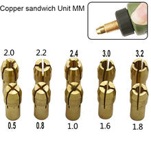 Load image into Gallery viewer, 10 in 1 Three-claw Copper Clamp Nut for Electric Mill Fittings，Bore diameter: 0.5-3.2mm, Bore diameter: 0.5-3.2mm
