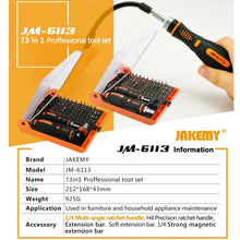 Load image into Gallery viewer, JAKEMY JM-6113 73 in 1 Household Hardware Screwdriver Repair Tool Set