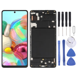 Original Super AMOLED Material LCD Screen and Digitizer Full Assembly with Frame for Galaxy A71