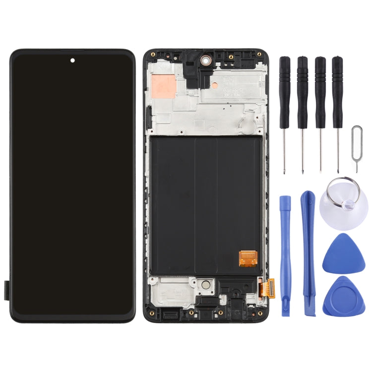 Original Super AMOLED Material LCD Screen and Digitizer Full Assembly with Frame for Galaxy A51 4G