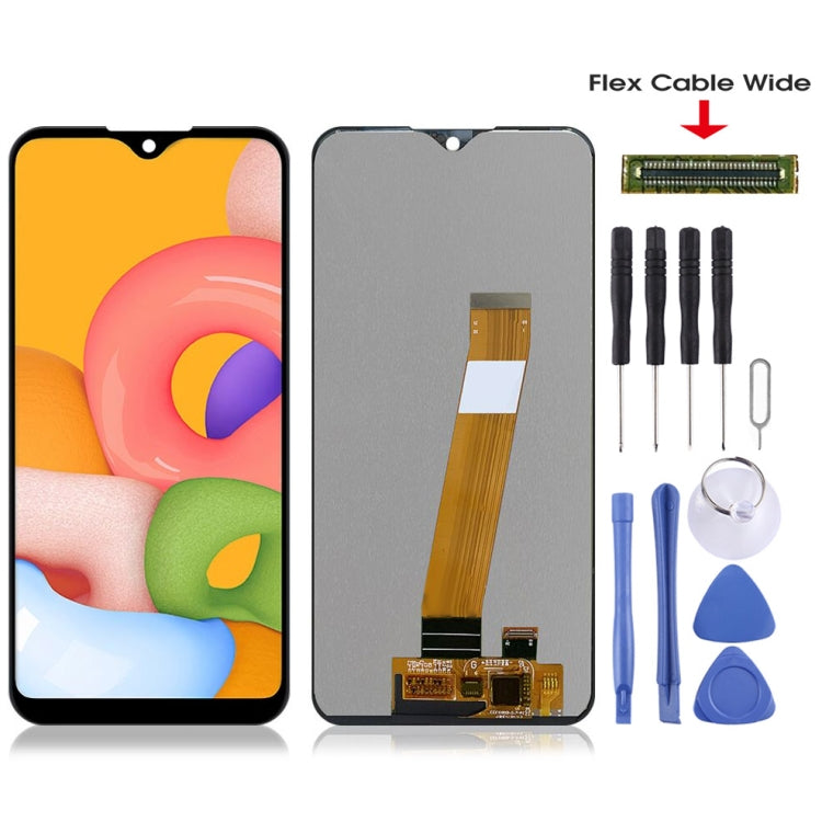 Original PLS TFT Material LCD Screen and Digitizer Full Assembly (Flex Cable Wide) for Samsung Galaxy A01 SM-A015M
